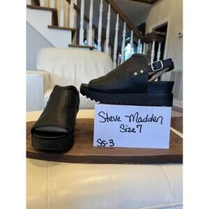 Steve Madden Platform Slingback Sandals Size 7 Black Lug Sole Chunky